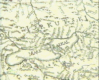 The old map of Lake Baikal.