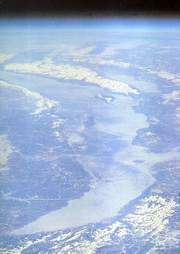 The view of Lake Baikal from the space.