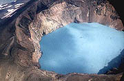 Semyachik volcano crater with the lake in it