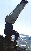 Some morning gymnastics on a volcano slope