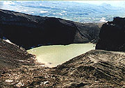 Lake in the crater of the Gorely volcano