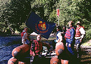 A group of "Wild Russia" tourists on the start of rafting