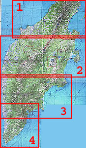 Physical-geographical schematic map of the Kamchatka peninsula. 