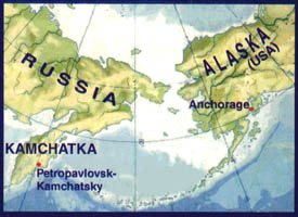 Location of the Kamchatka peninsula