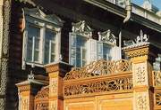 Wooden houses in  Irkutsk.