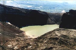 Lake inside the crater of the Gorely volcano