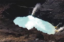 Boiling lake inside the crater of the Gorely volcano