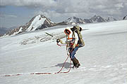 Hiking across Elbrus ice-fields