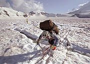 Crossing under-snow swamp