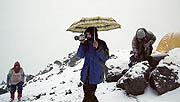 Camping on the western slope of Mt Elbrus