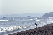 Famous black sand beach near Petropavlovsk