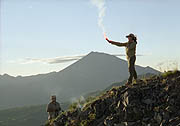 Ascent to a hill in Kamchatka