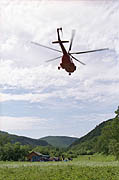 Flying helicopter in Kamchatka