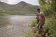 Excellent fishing in the Avacha lakes in Kamchatka