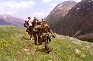 Borderguards patrol nearby mt.Elbrus