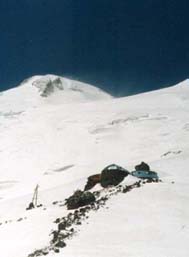 The spot of the Priyut of 11th and the top of Elbrus behind