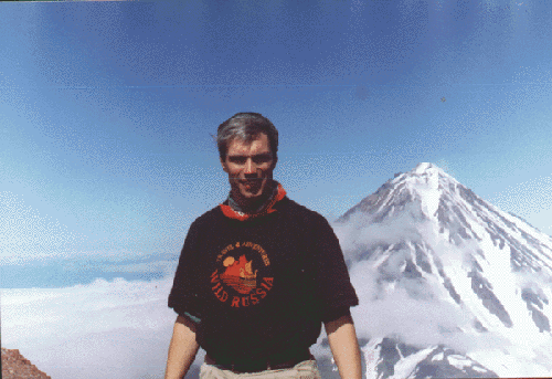 Yegor standing on the top of Avacha volcano, July 24th, 1999